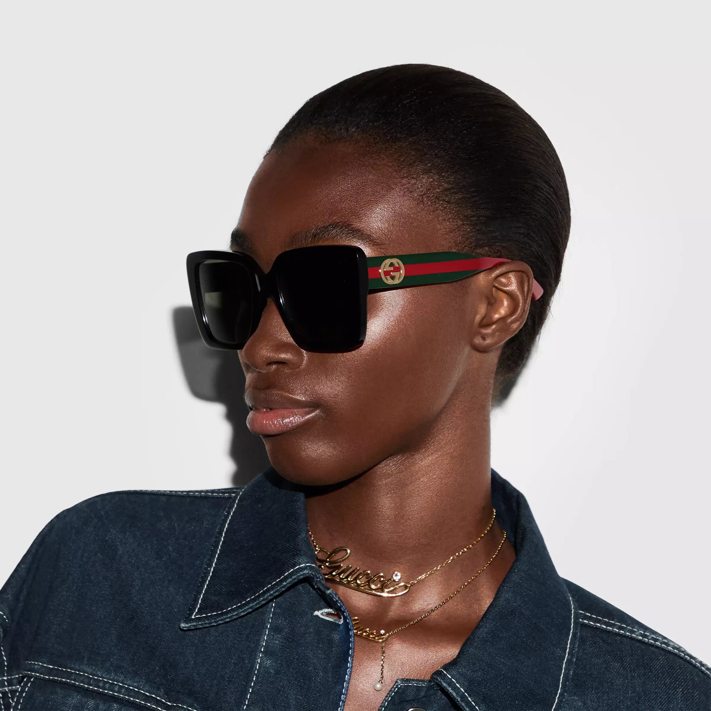 Occhiali da sole Gucci con montatura quadrata - Nero