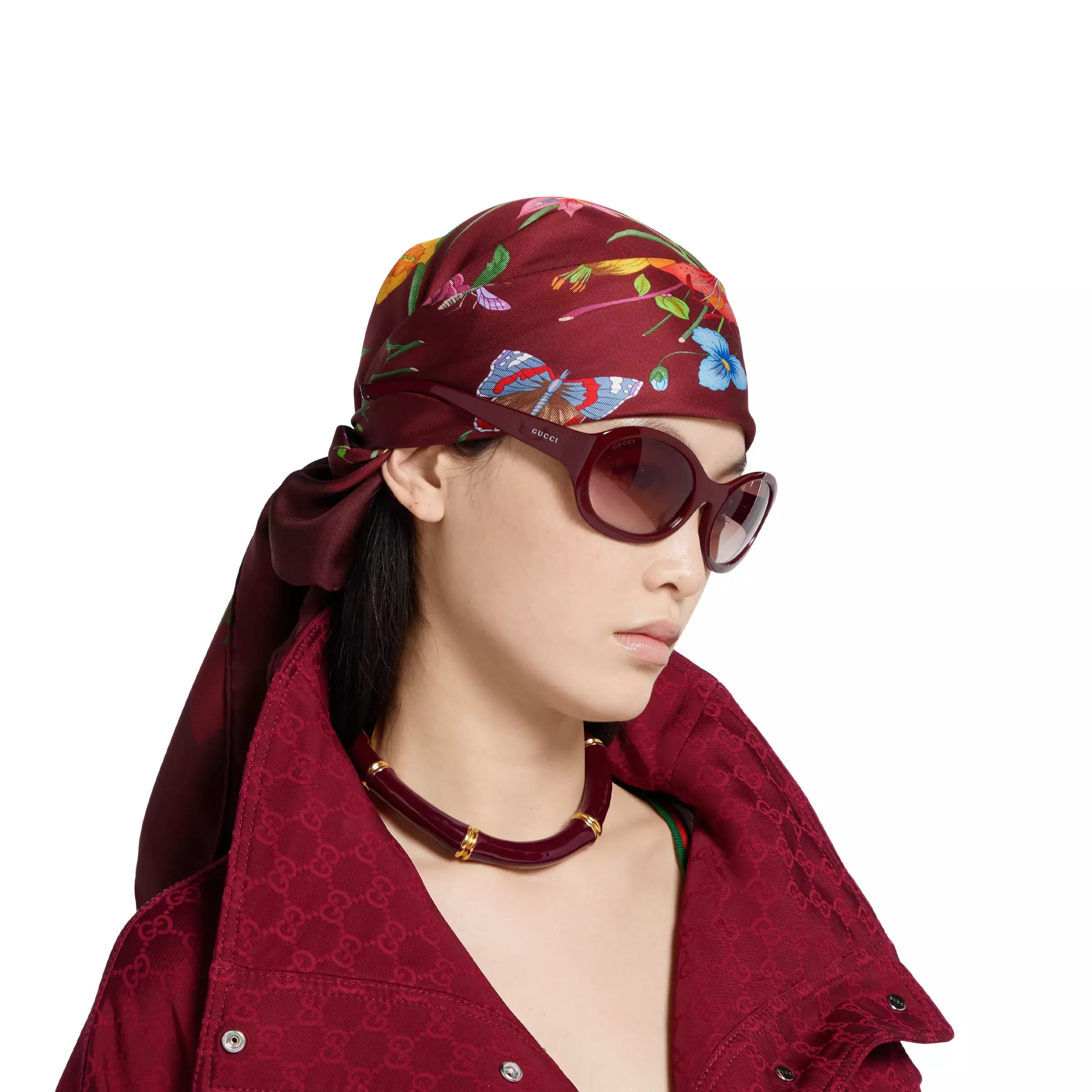 Occhiali da sole Gucci con montatura rotonda - Rosso ancora rosso