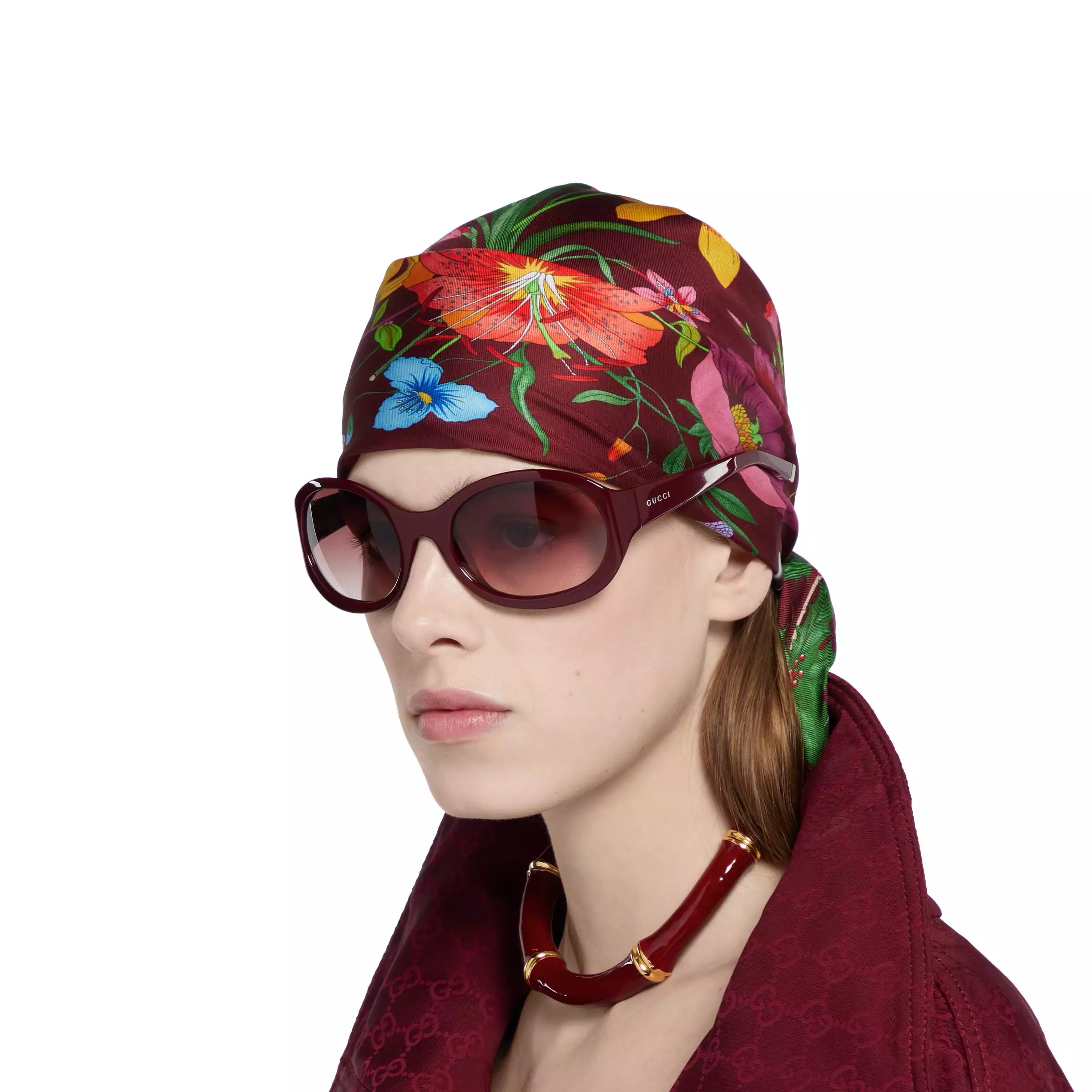 Occhiali da sole Gucci con montatura rotonda - Rosso ancora rosso