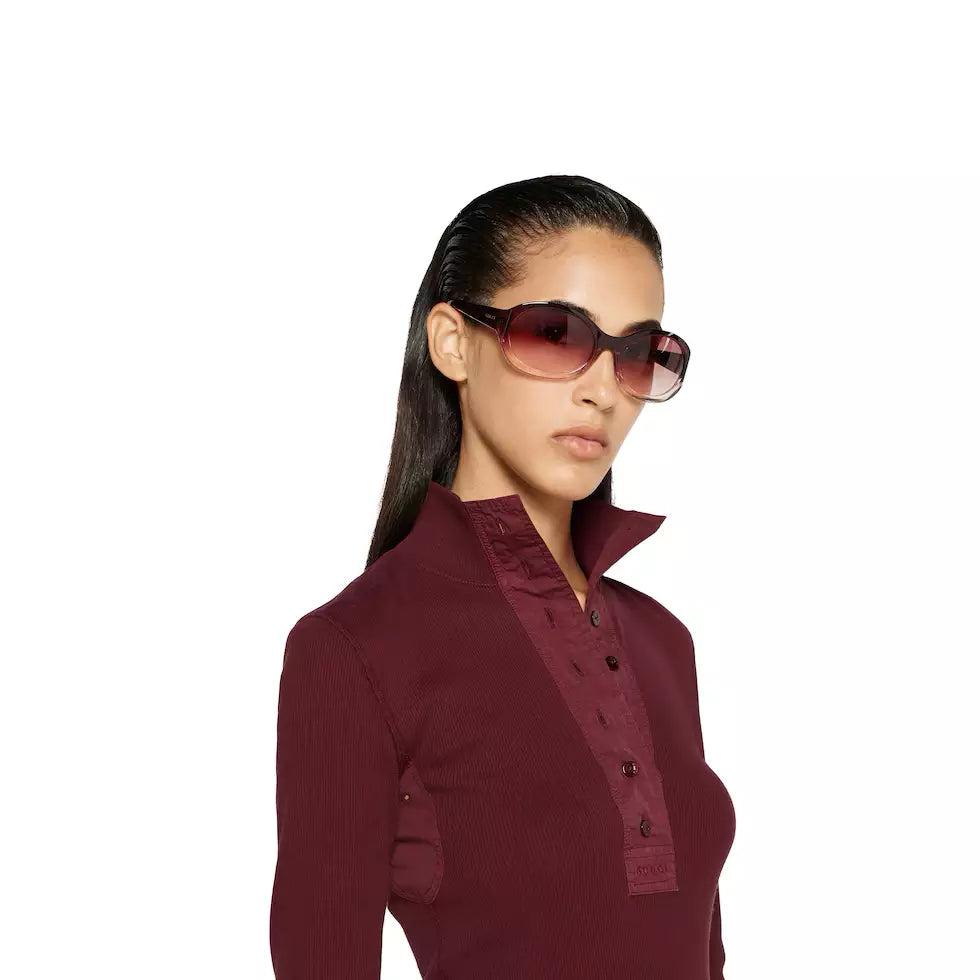 Occhiali da sole Gucci con montatura rotonda - Gradiente Rosso Ancora rosso