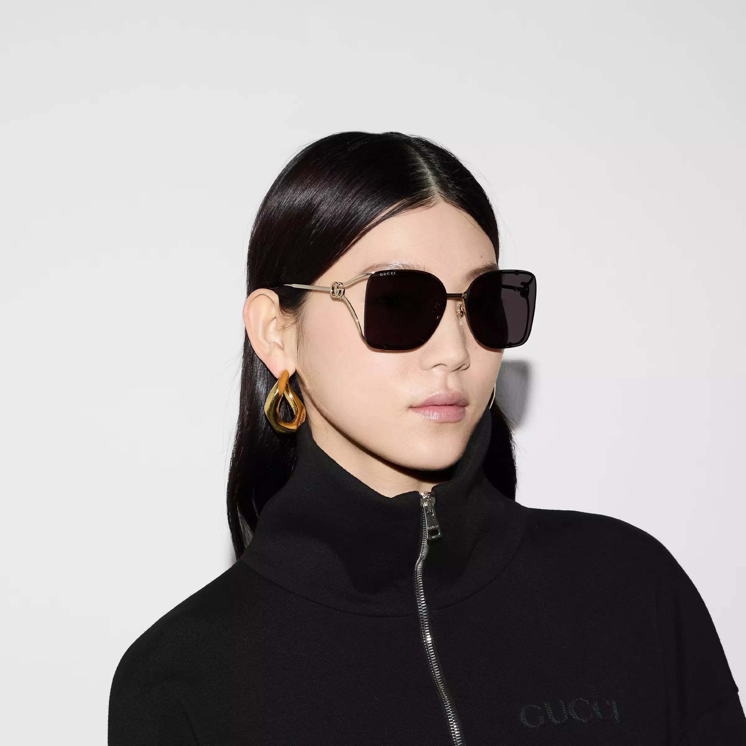 Occhiali da sole Gucci con montatura quadrata - Oro