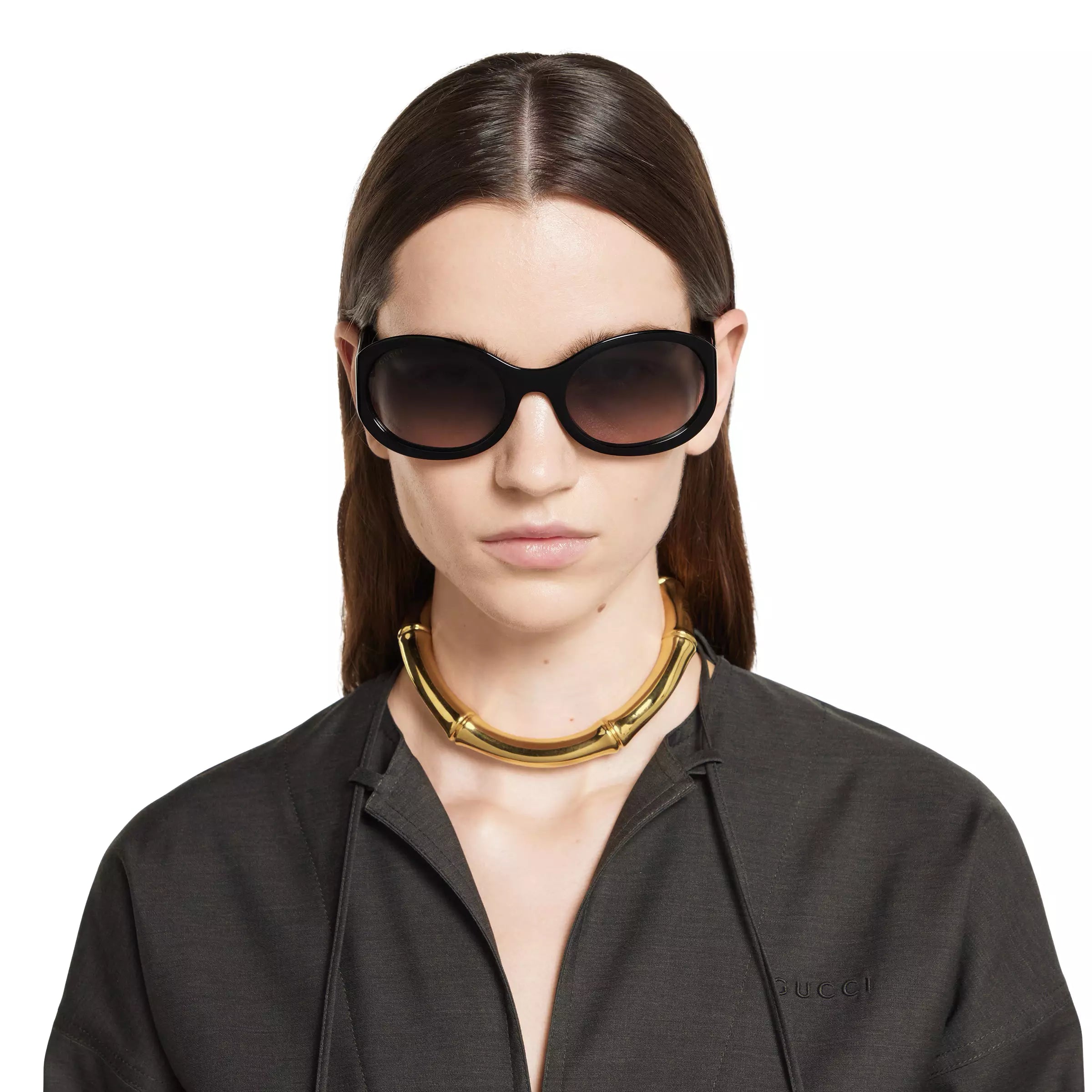 Occhiali da sole Gucci con montatura rotonda - Nero
