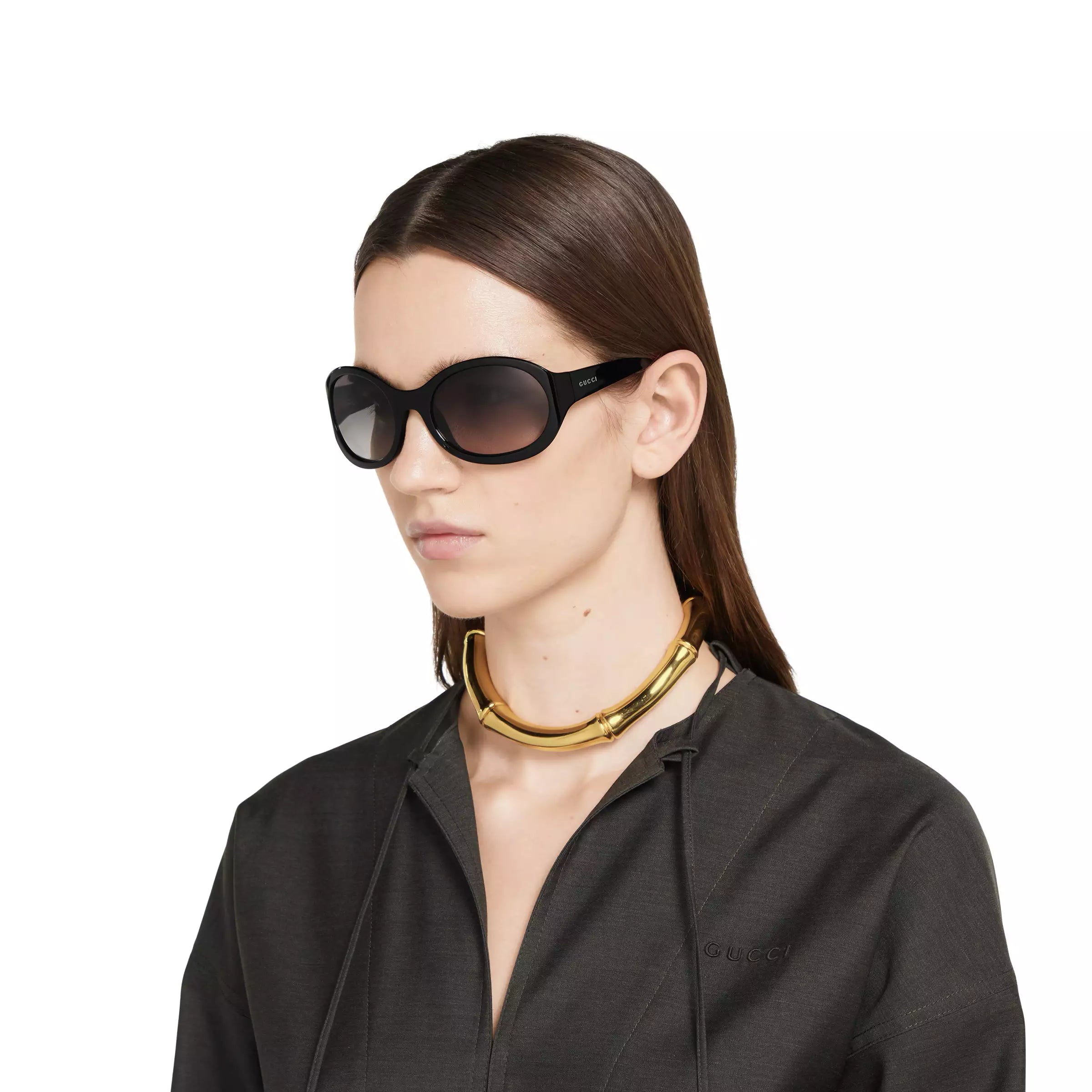 Occhiali da sole Gucci con montatura rotonda - Nero